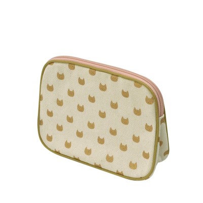 New arrival golden stamping cotton canvas cute make up hand bag cosmetic coin purse beauty tool bag accessories